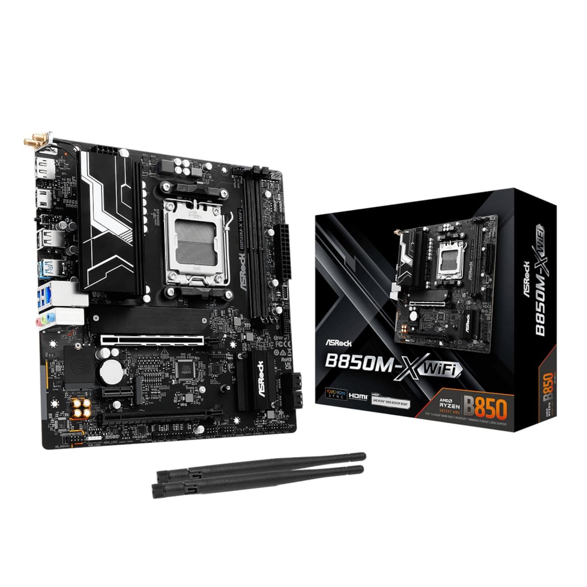 ASRock B850M-X WiFi AM5 Micro ATX Motherboard (DDR5, PCIe 5.0, Wi-Fi 6E)