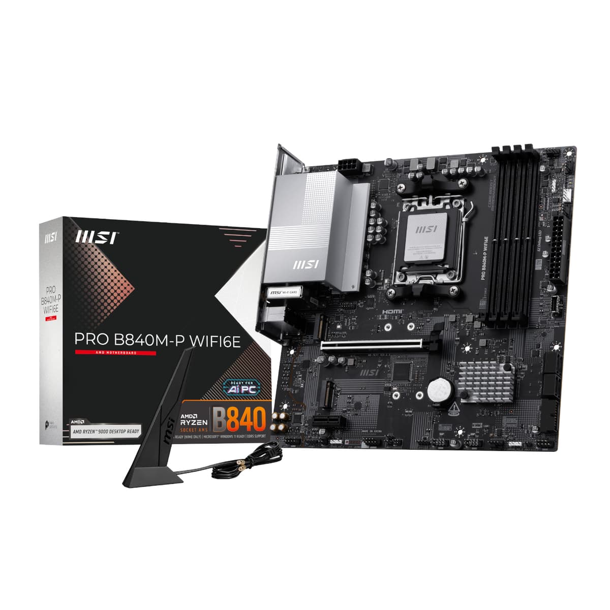MSI PRO B840M-P Wi-Fi 6E AMD AM5 MATX Gaming Motherboard