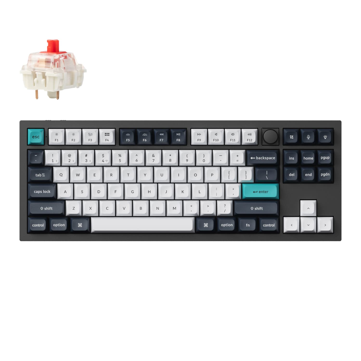 Keychron Q3 Max 80% Full Assembled Knob Red Switch Hot-Swap Gateron Jupiter RGB Wireless Keyboard - Black