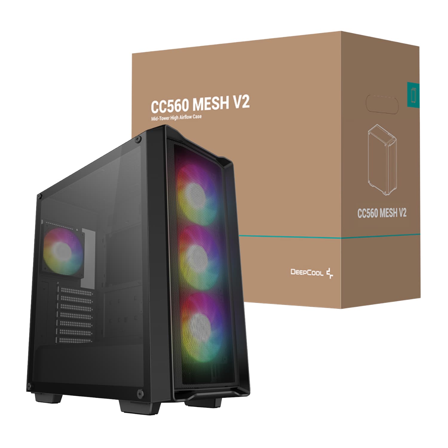 DeepCool CC560 MESH V2 ATX Mid Tower Airflow Gaming Chassis – Black